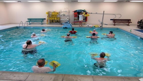 At the Sepulveda campus Aquatic Therapy for Veterans uses the pool to work out with a Recreation Therapist.  The goal is to get stronger, conditioned, and get going.