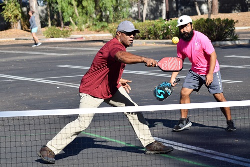 Veterans playing pickle ball